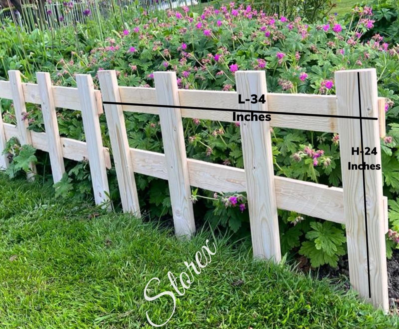 STOREX Large Wooden Panel Picket Fencing Garden Wood Path Panel Border Fence Set Border Outdoor Decor Wall in Pack of 2 / Pack of 3 / Pack of 4 / Pack of 8 / Pack of 12 (Pack of 8 Large Wooden Fence)