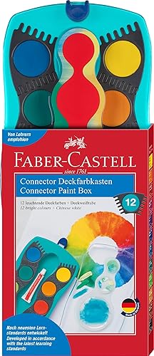 Faber-Castell Caja de pintura Connector - 12 colores turquesa