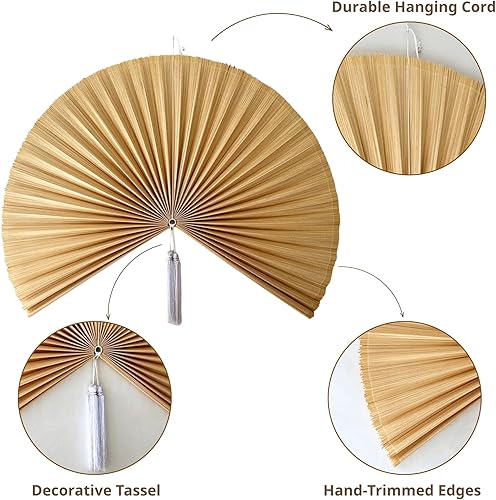 Miniatura 5 de ChumDecor Fan Wall Decor, Japanese Giant Fan, Large Bamboo Fan Wall Art For Boho Hanging Headboard, Decorative Folding Fans For Over Bed, Asia