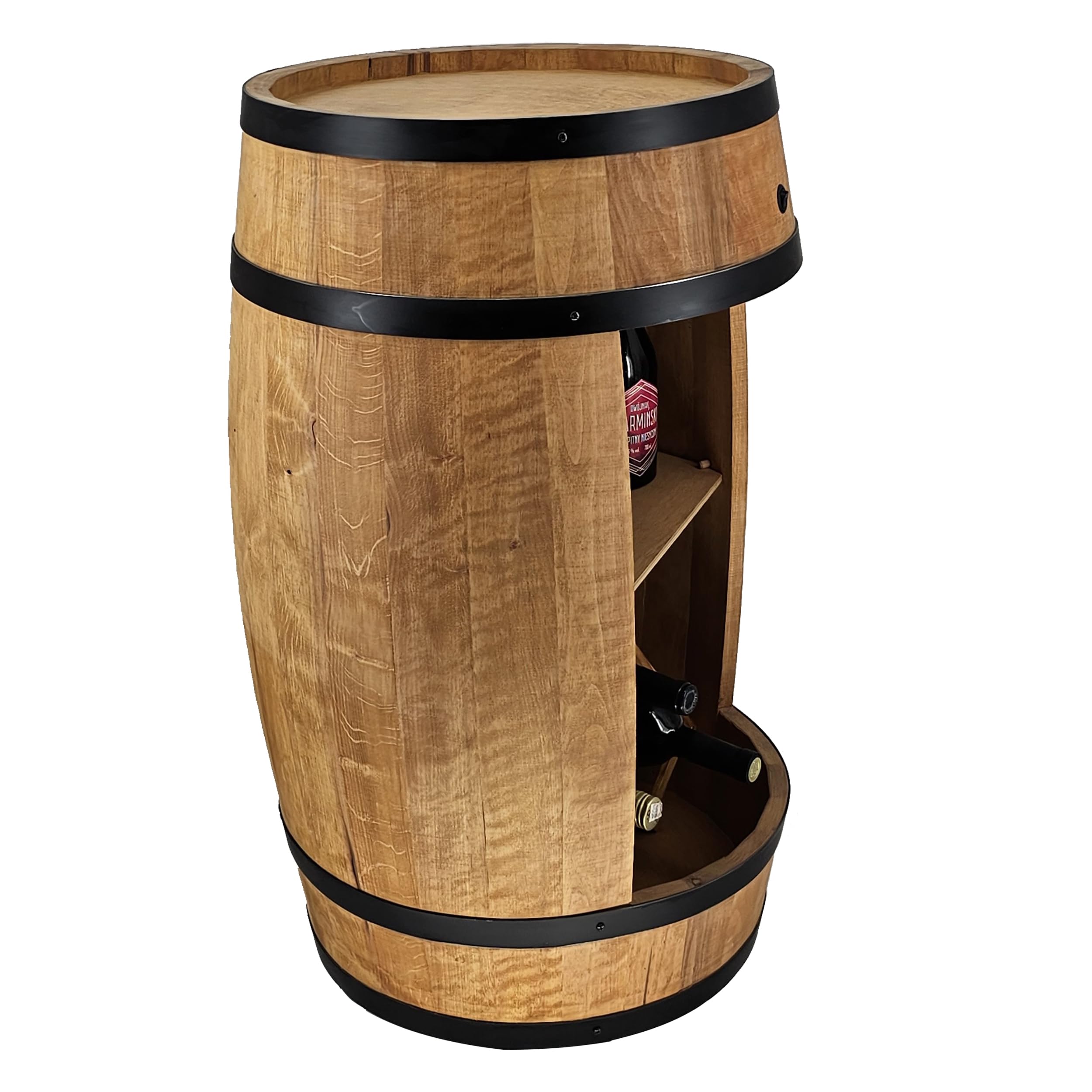 CREATIVE COOPER Barile di Legno a LED Con Portabottiglie per Vino, 80 x 50 cm, Decorazione Rustica per Bar, Whisky (Rovere)