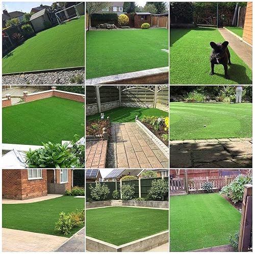 Miniatura 6 de Alfombra de césped artificial realista de 0.7 pulgadas, 8 x 10 pies, para mascotas, para interiores y exteriores, balcón, jardín, césped, con