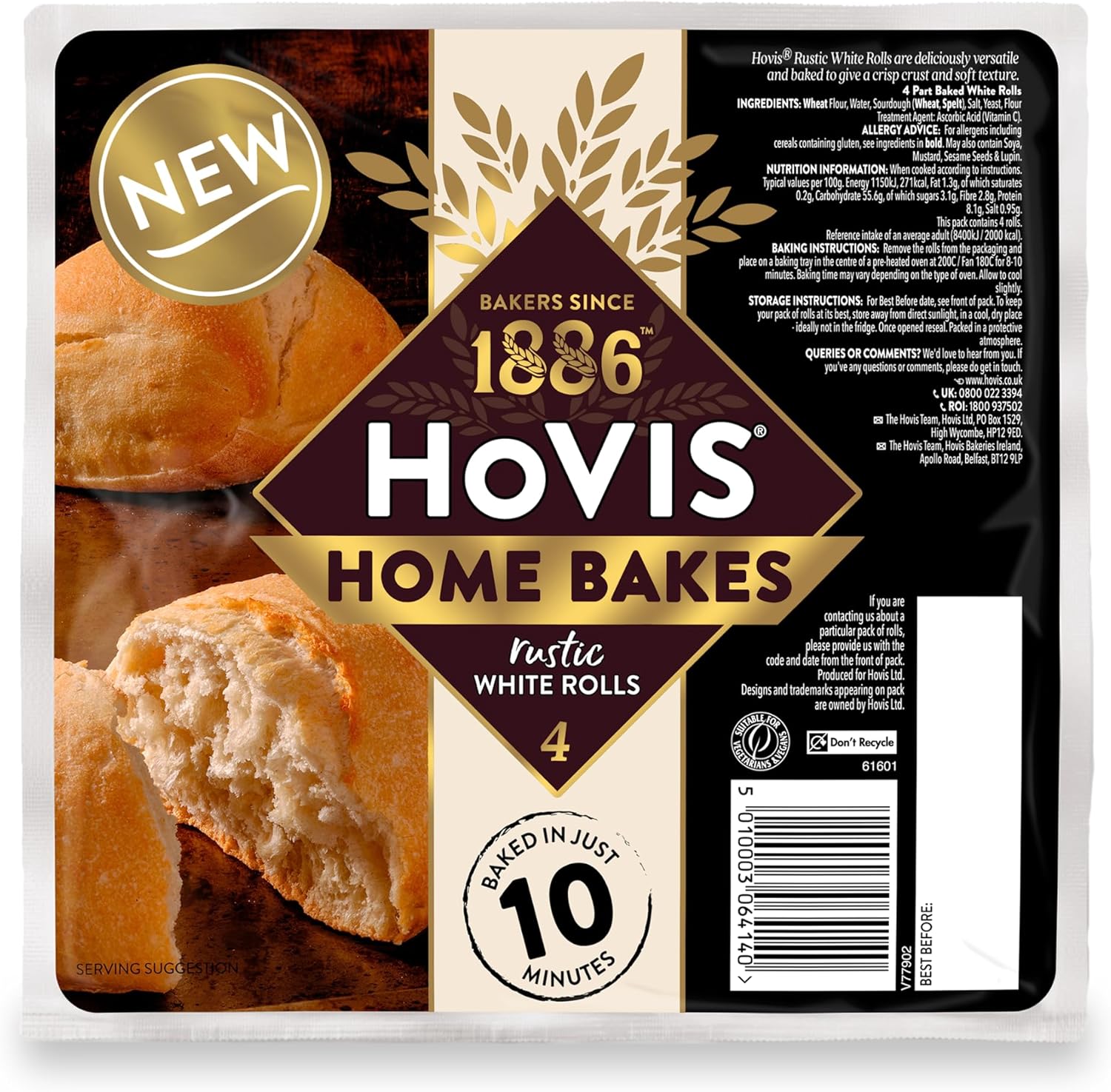 Hovis Home Bakes 4 Rustic White Rolls Amazon.co.uk Grocery
