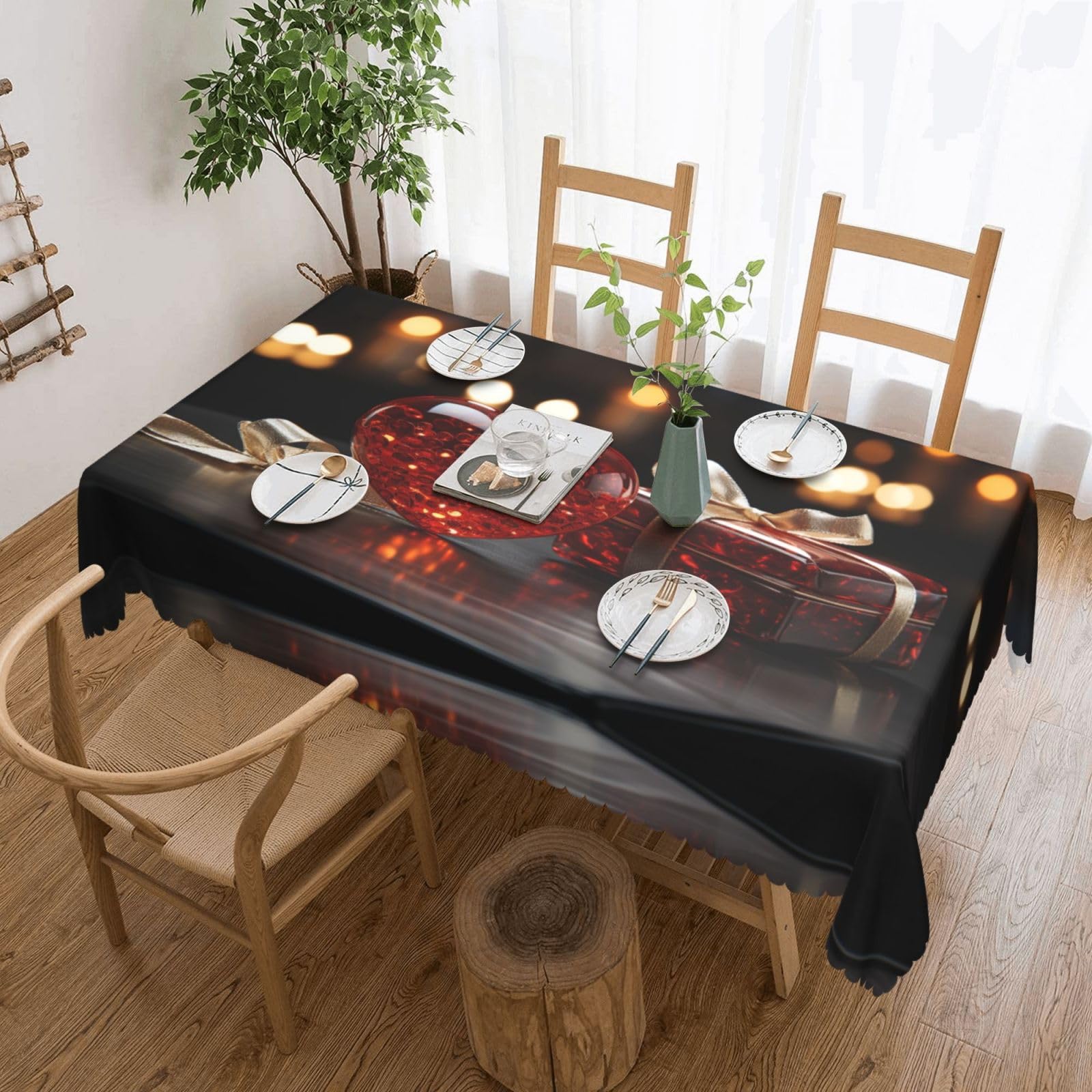 Nappe lavable rouge rectangulaire pour protéger la table des taches