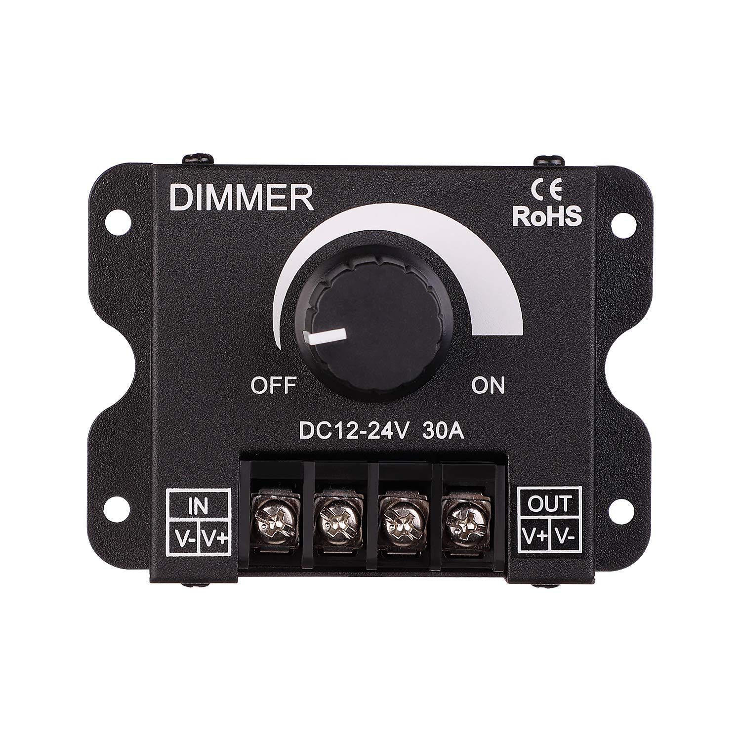 PWM Dimming Controller, DC 12-24V Dimmer Knob ON/Off Switch, Single Channel 30A 5050 3538 5630 Single Color Light Ribbon, for LED Strip Light