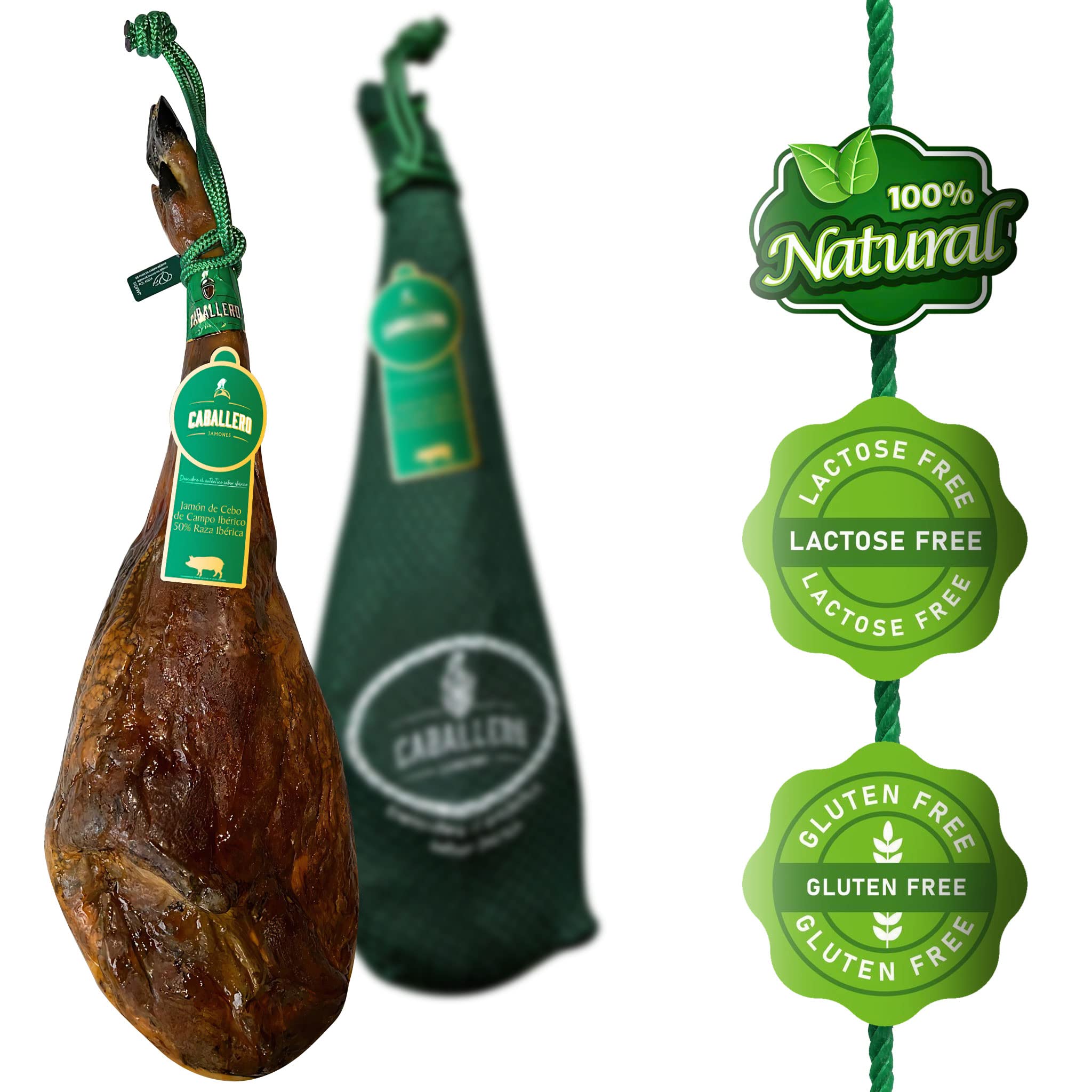 Prosciutto Iberico Cebo de Campo Intero Spagnolo (Jamon Iberico Cebo de Campo) 8–9 kg | Stagionato 36+ mesi | Senza additivi | Certificato CERTICALIDAD | Prodotto in Spagna da The Black Hoof