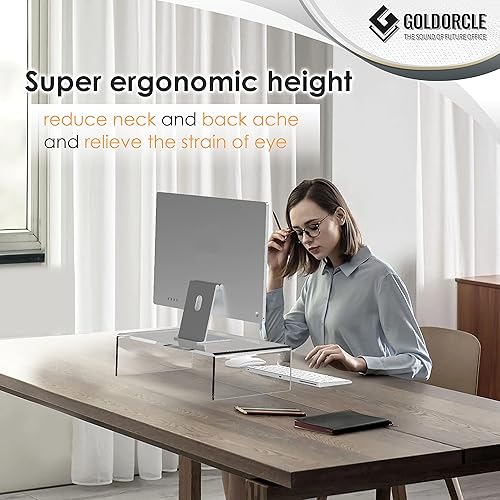 Miniatura 7 de Soporte para monitor de acrílico, soporte para monitor de computadora portátil, bandeja de acrílico