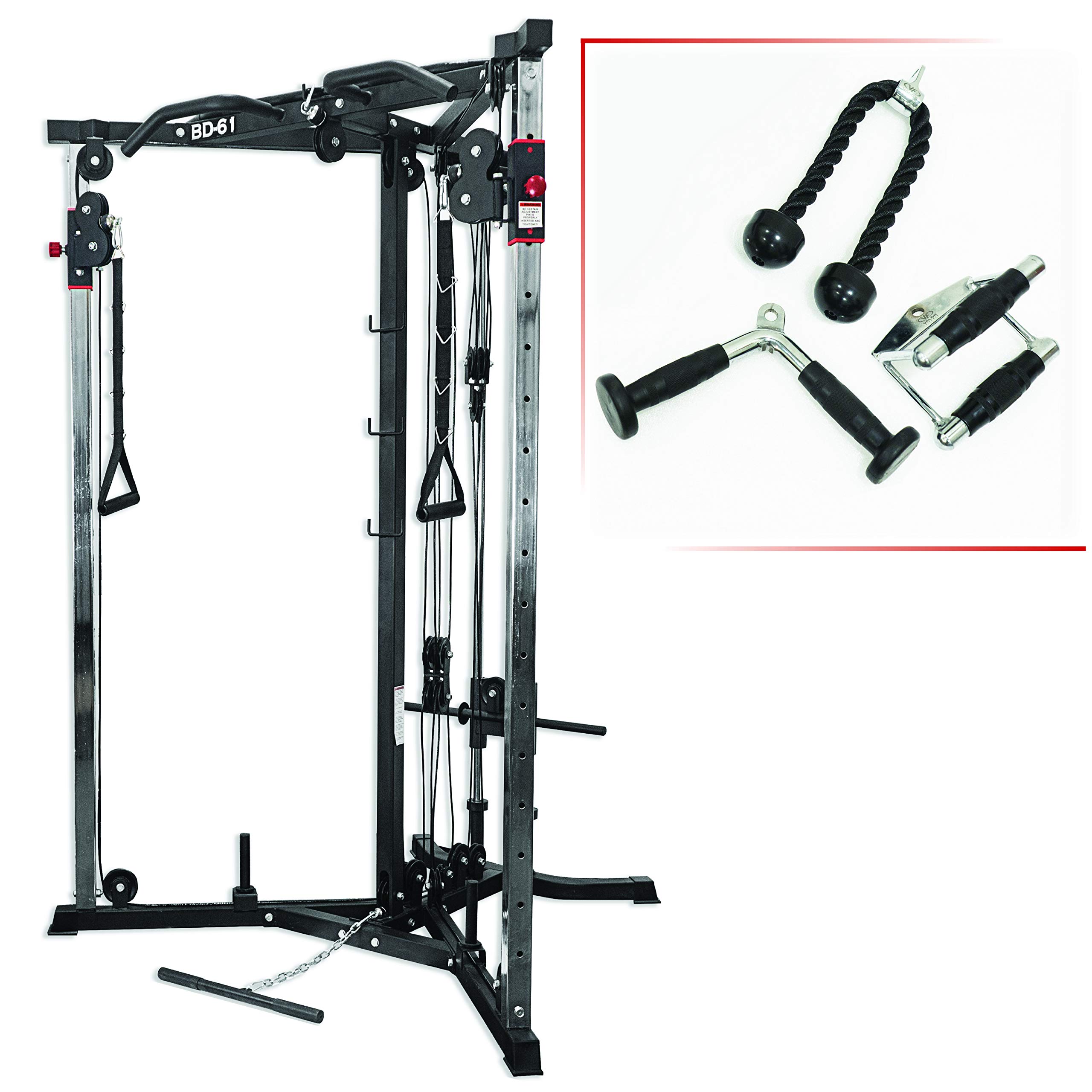 Valor Fitness Cable Crossover Machine - 17 Adjustable Positions with Pull Up Bars and Optional Bundle Attachments Max Weight 200 lb. Plate Loaded Pulley System for Home Gym Power Workout