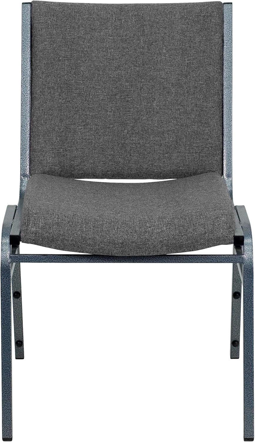 BOWERY HILL Contemporary Upholstered Stacking Chair, Gray Finish, Comfortable Contoured Cushions, Durable 18 Gauge Steel Frame, Multipurpose Seating for Office, Conference, Home, Indoor Use