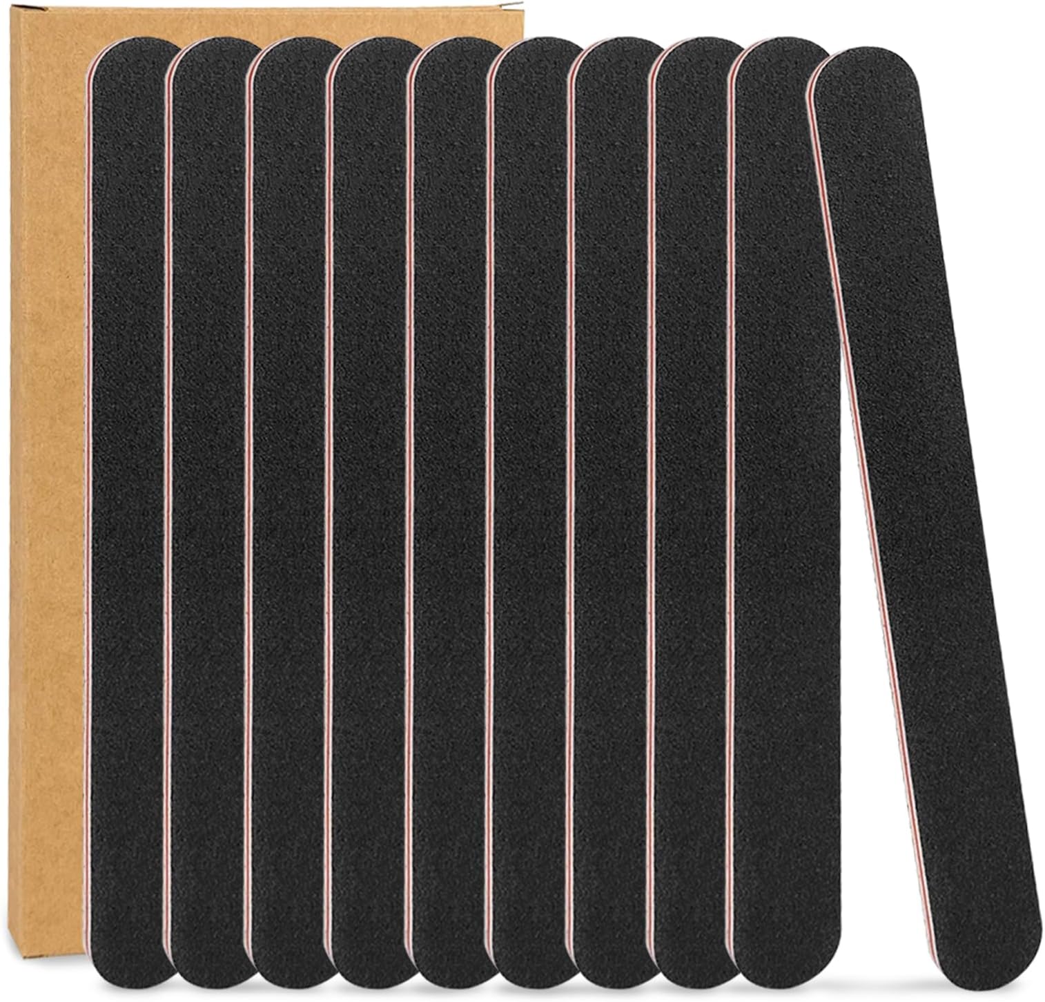 HeeYaa 10 Pack Nail Files, Professional Double Sided 100/180 Grit Emery Board for Manicure Pedicure, Black