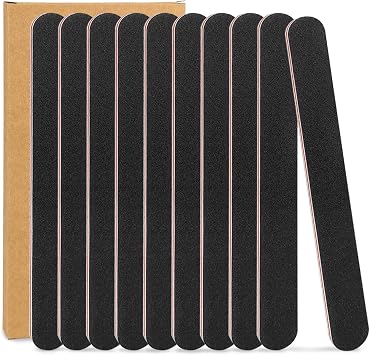 HeeYaa 10 Pack Nail Files, Professional Double Sided 100/180 Grit Emery Board for Manicure Pedicure, Black
