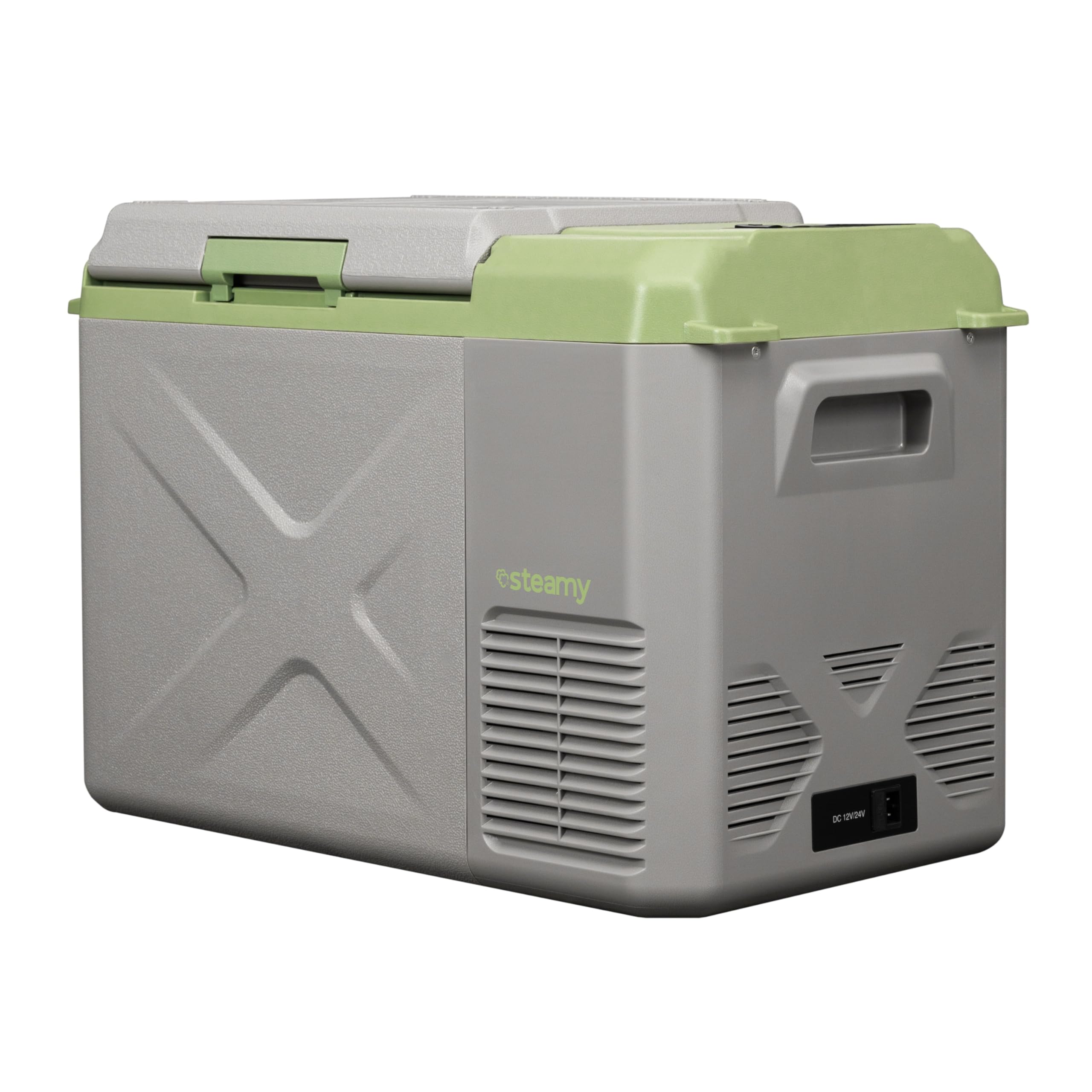 Steamy-E Single Zone 25, Frigorifero Elettrico a Compressore, 12/24V DC e 100-240V AC, per Congelare e Raffreddare da -20℃ a +20℃, Ideale per il Campeggio, 24 Litri, Grigio