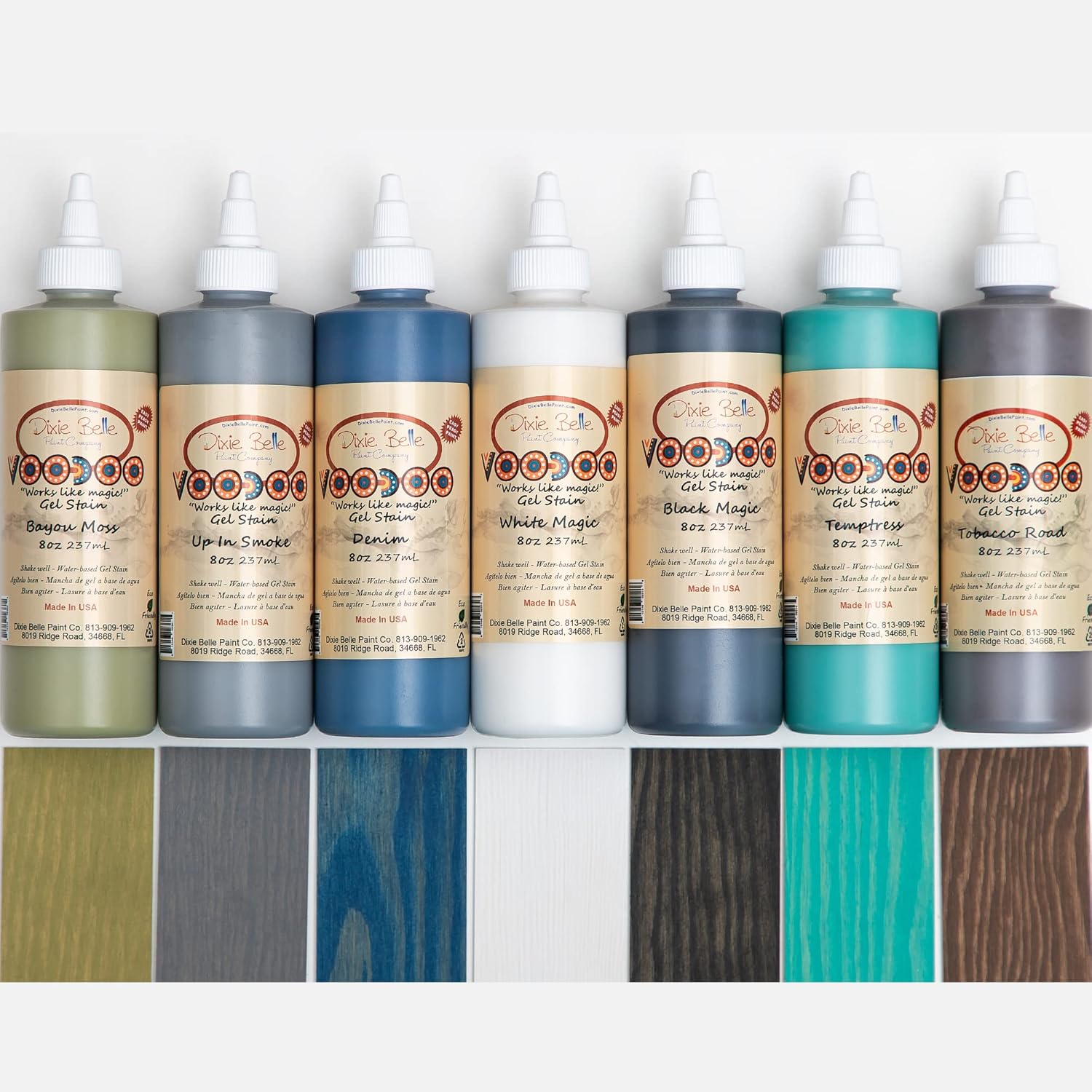 Dixie Belle Voodoo Gel Stain - Tobacco Road (8oz) - Warm Brown Water-Based Stain for Wood Projects - Wood Grain Enhancer - 8 Fl Oz