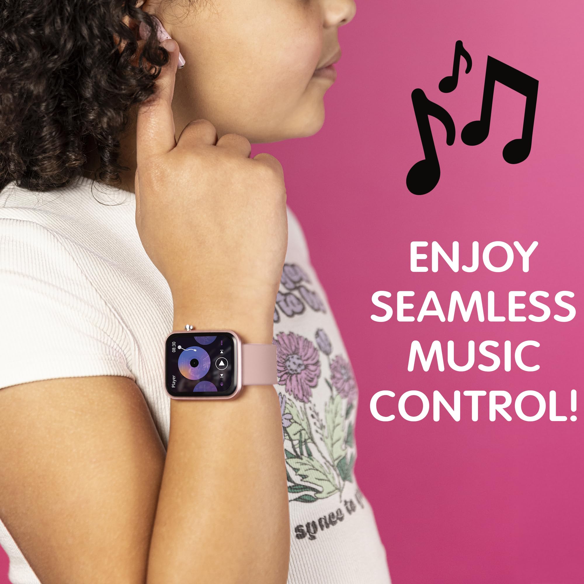 Tikkers Smart Series 13 - Set di orologi e auricolari con cinturino in silicone rosa TKS13-0031-SET
