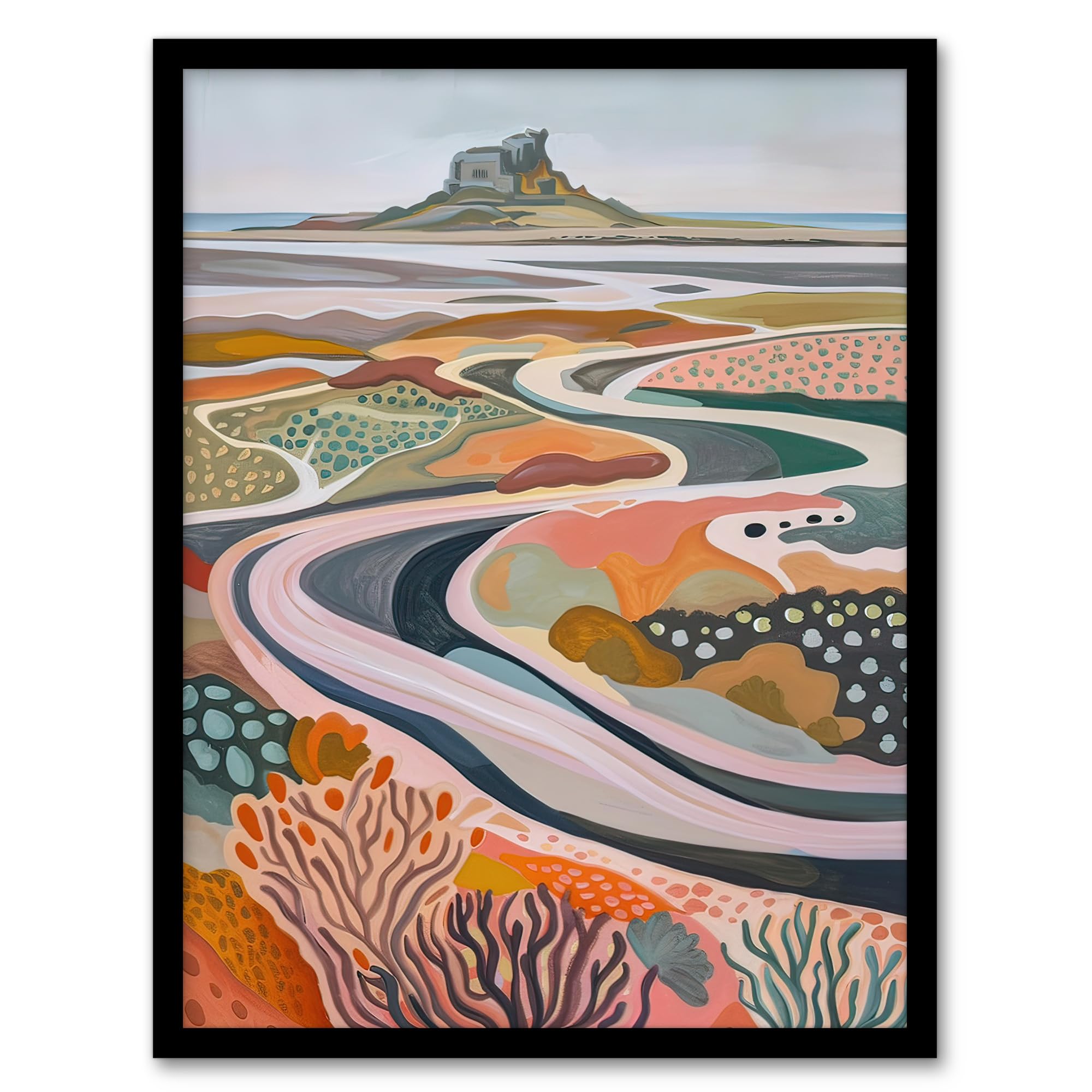 Artery8 Holy Island Landscape Lindisfarne Castle Painting Wall Art PrintA4 Size from B&Q