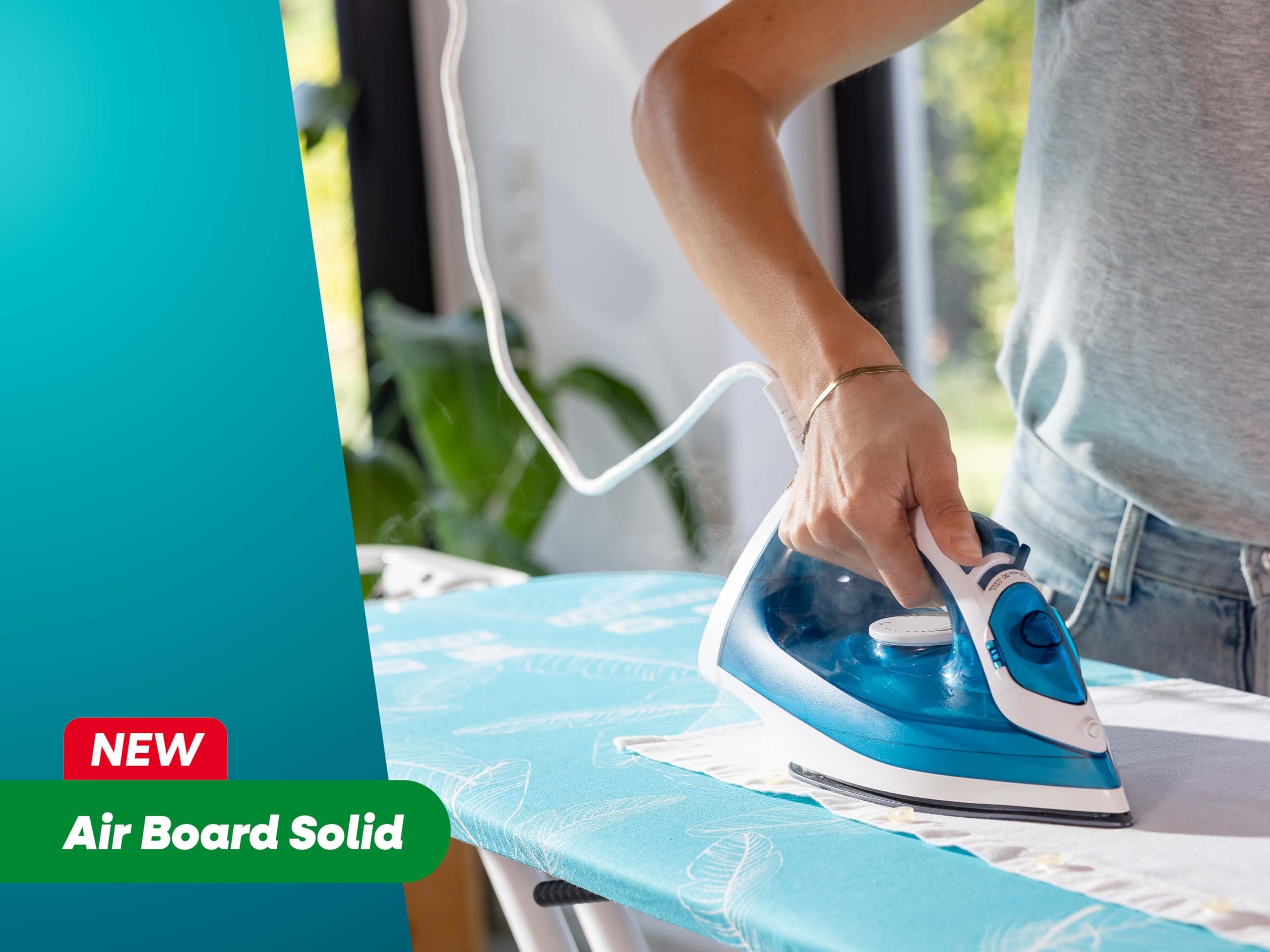 Leifheit Tabla de Planchar Air Board M Solid, Thermo Reflect | Superficie 120 x 38 cm, altura regulable hasta 100 cm, ultraligera, bandeja fija, ideal para plancha de vapor