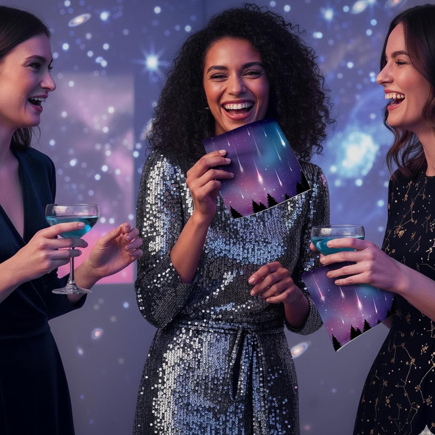 Cheerland Galaxy Napkins Disposable Dinner Napkins for Space Theme Birthday Party Decorations Baby Shower Decor Holiday Supplies Gatherings Kids Bday Tableware Cocktail Party (Pack Of 50)