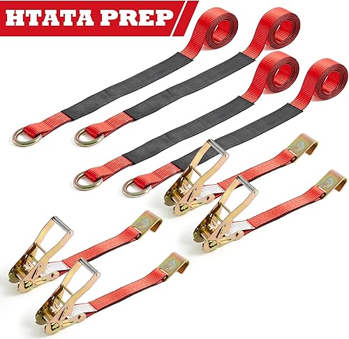 Miniatura 2 de Correas de amarre de automóvil para remolques (4 unidades) ganchos planos estilo lazo y correas de neumático de 2 x 96 pulgadas para un remolque de