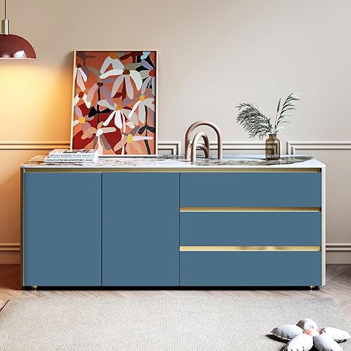 Miniatura 5 de Stickyart Papel tapiz azul oscuro para despegar y pegar, papel adhesivo azul para armarios, cajones, cocina, dormitorio, papel tapiz autoadhesivo