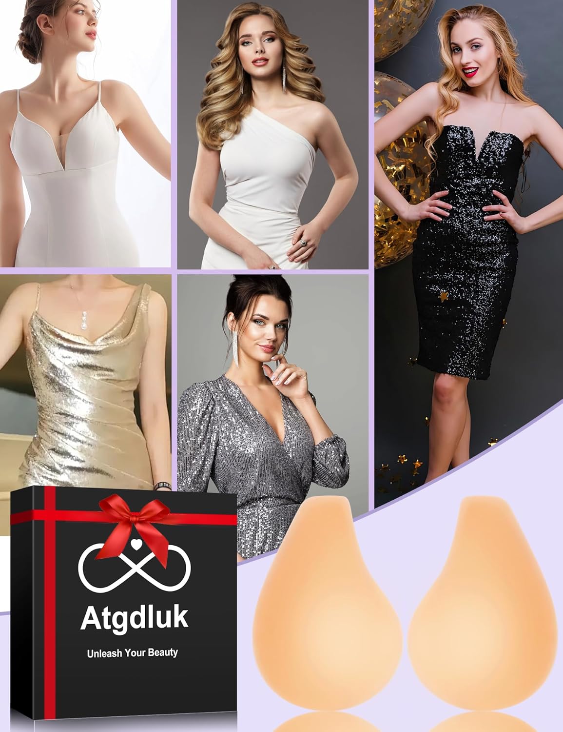 Lift Nipple Covers for Women, Ultra-Thin Seamless Sticky Adhesive Bras, Push Up Reusable Solid Silicone Pasties Bras - Image 7