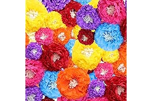 Fiesta Flowers - 18Pcs Vivid Tissue Paper Flowers for Vibrant Party Décor