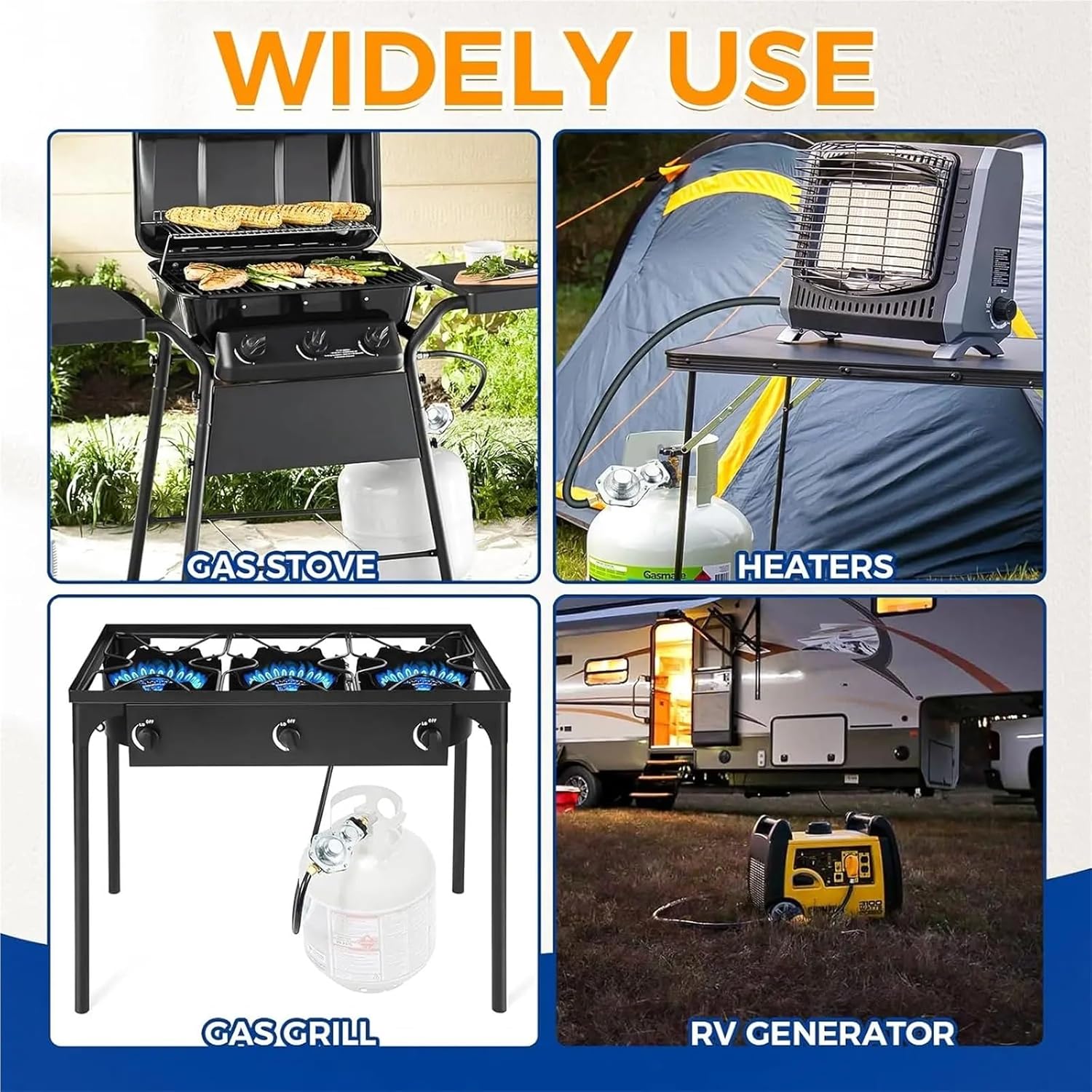 5Feet Hose with 2 Stage Propane Regulator Dual Stage Propane Regulator Hose with Standard POL Connection for Dual Fuel Generator