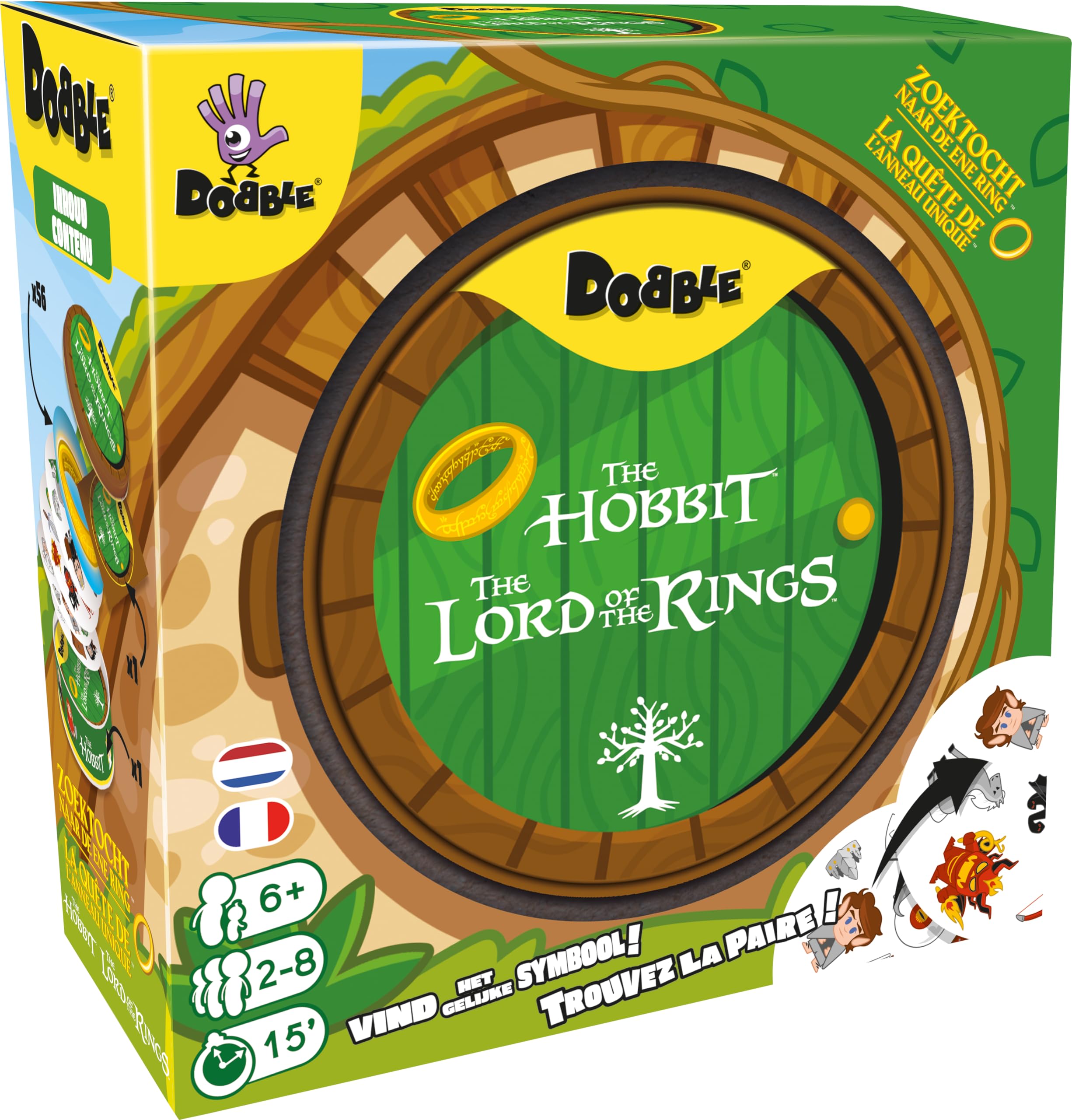 Asmodee Dobble The Lord of the Rings - Card Game - Fast and Fun Board Game for the Whole Family, 2-8 Players, from 6 Years - French/Dutch Version