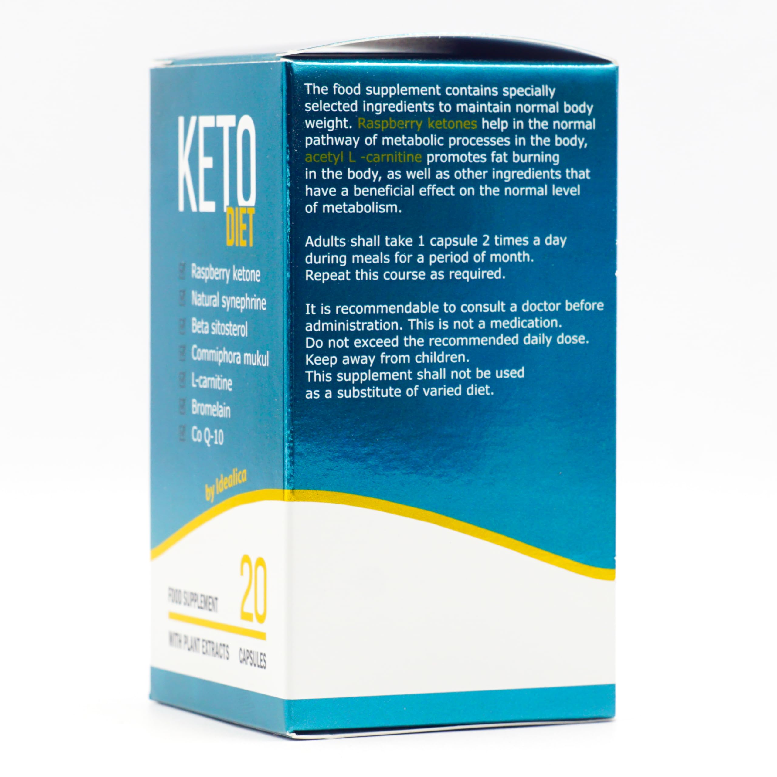 KETO DIET de Idealica - naturalmente veloce con dieta chetogenica con Q10 coenzima. 20 capsule.