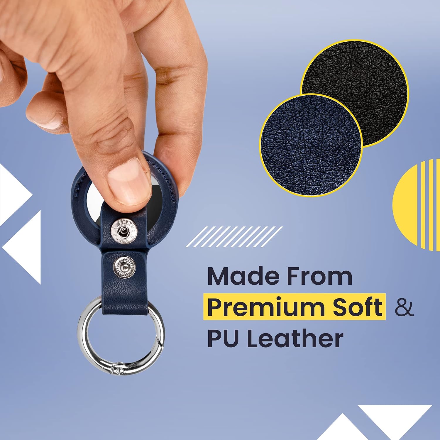leather airtag holder4 pack air tag keychain for apple air tag air tag holder keychain airtags protective tracker cover with loop key ring for lug
