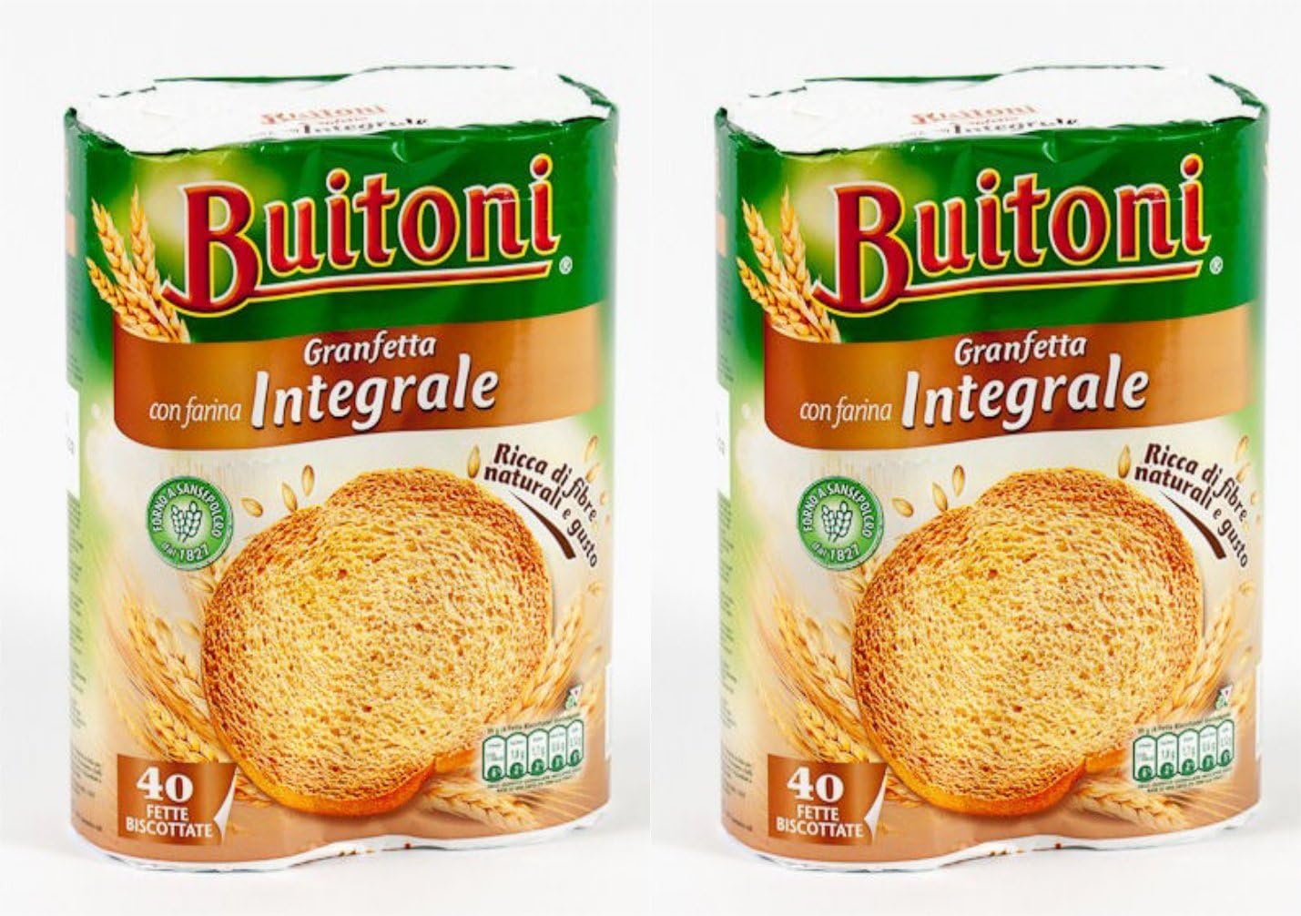 Buitoni: "Granfetta" Fette Biscottate 40 count -Whole Wheat Italian Toast - 300g Pack of 2