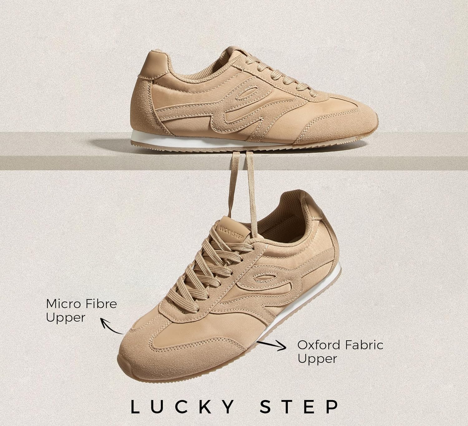 LUCKY STEP Women's Fashion Sneakers Thin Sole Lightweight Retro Athletic Sneakers Casual Lace Up Tennis Shoes Walking Footwear - Image 4