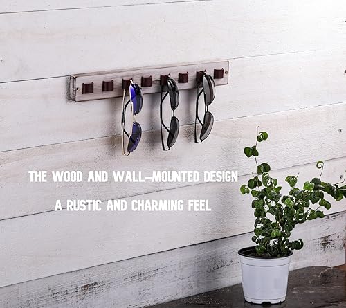 Miniatura 2 de Organizador de lentes de sol para pared, decoración rústica del hogar, exhibición de anteojos de madera, soporte para lentes de sol para múltiples