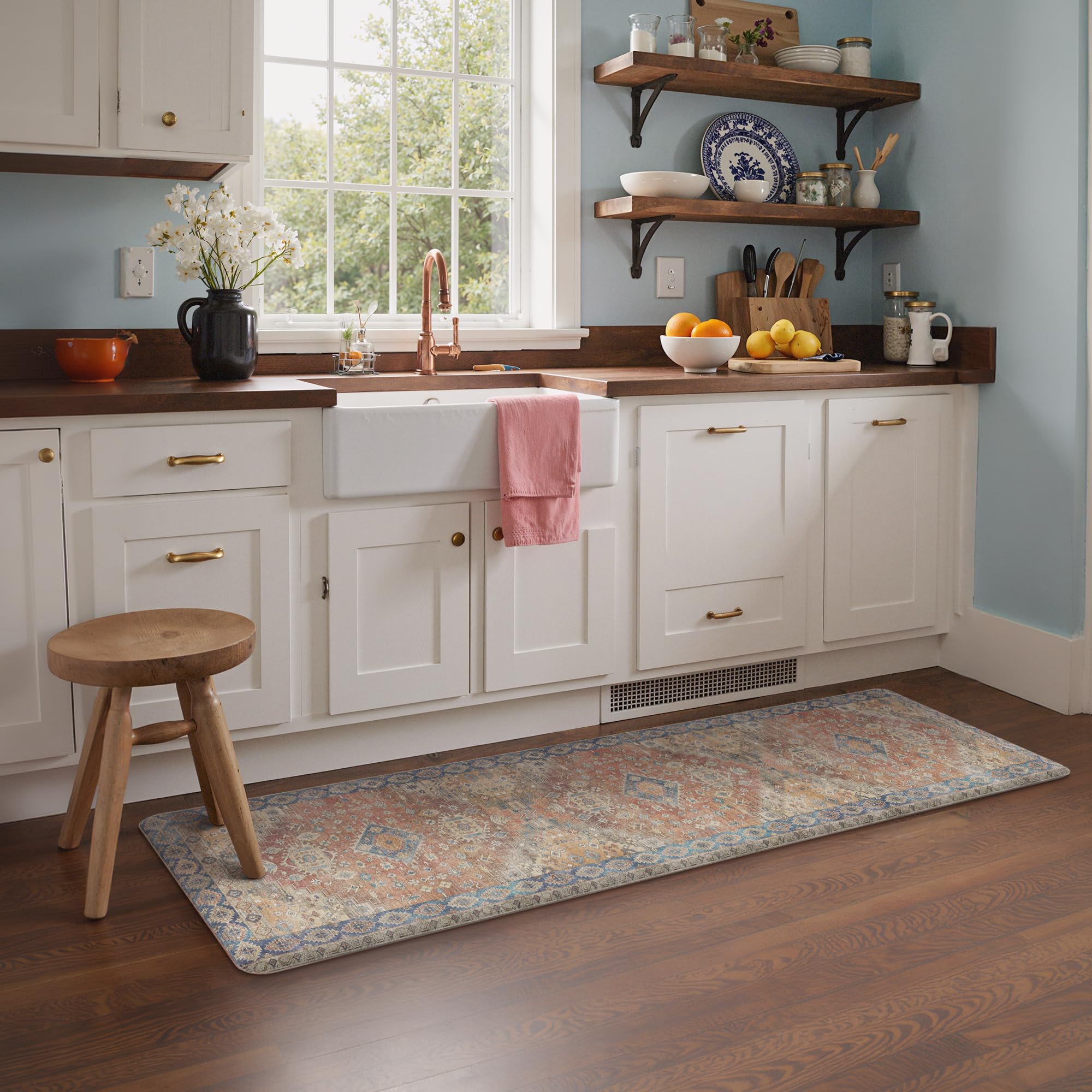 GENIMO Anti Fatigue Kitchen Mats for Floor 23"X71", Runner Rug,Brickred