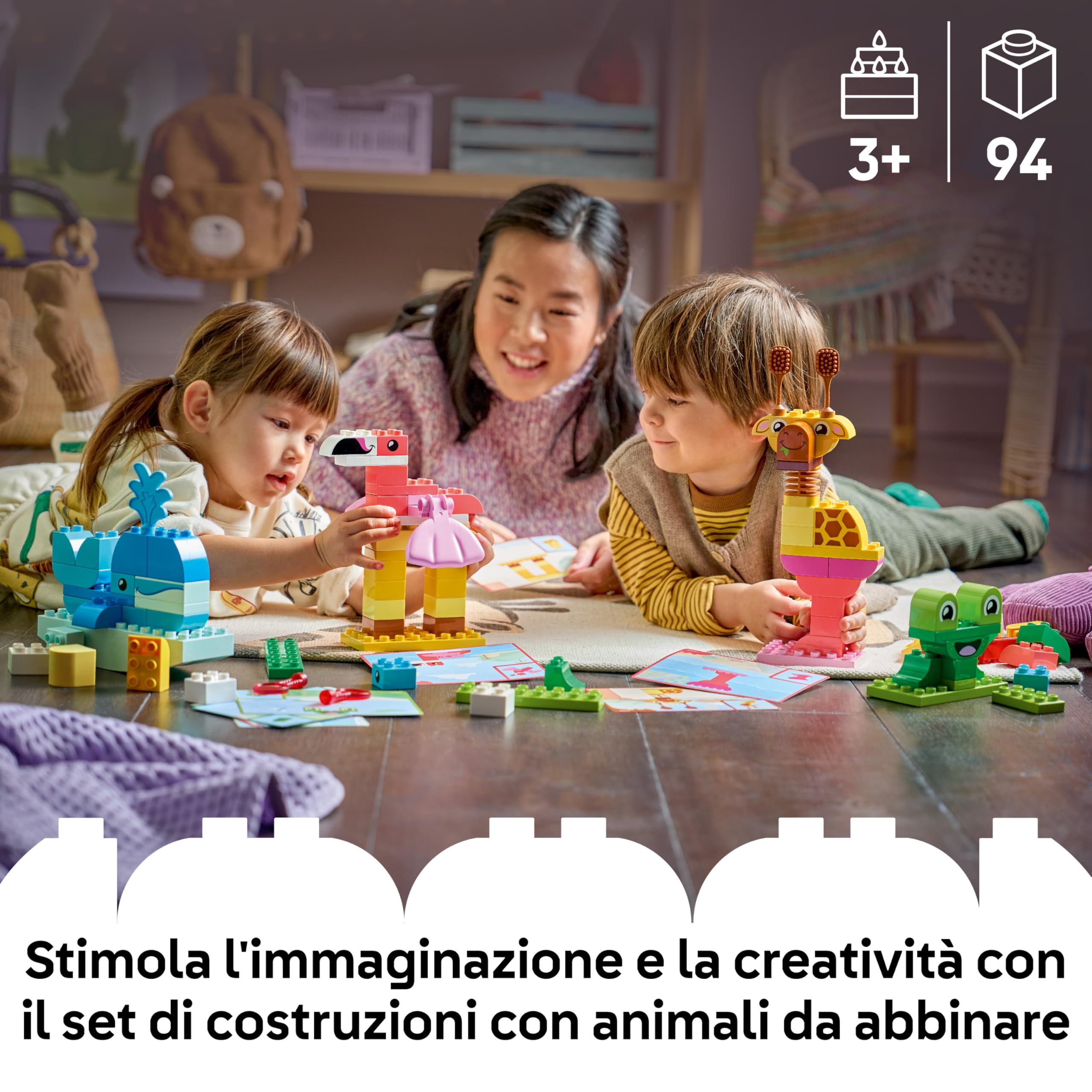LEGO DUPLO Gioco di Costruzione degli Animali - Giochi Didattici per la Classificazione dei Colori - Set Montessori con Personaggi e Carte - Regalo di Compleanno per Bambini e Bambine da 3 Anni 10472