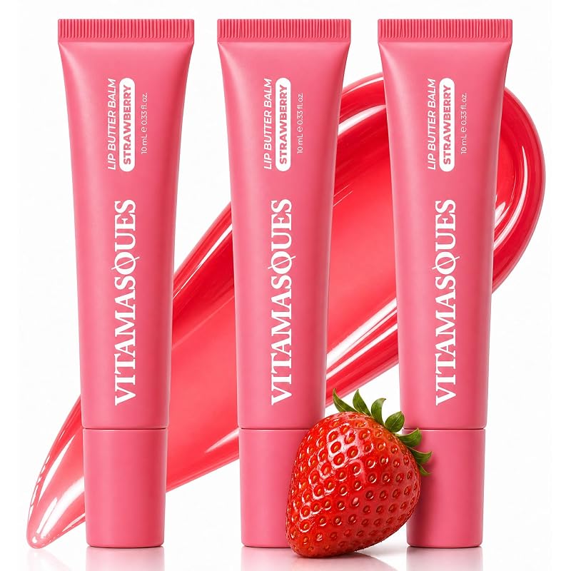 Manteiga labial Vitamasques com aroma de morango, pacote com 3