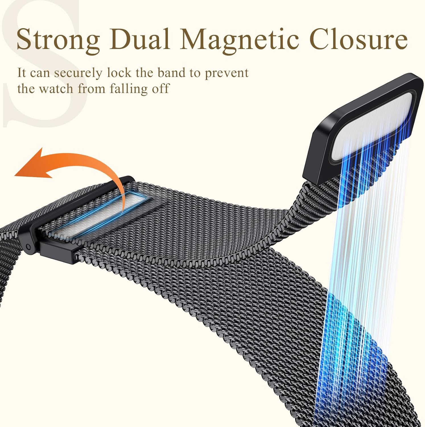 Ouwegaga Metal Bands Compatible with Galaxy Watch 7 Band 6 5 4 FE 40mm 44mm/Watch 5 Pro 45mm/6 4 Classic, 20mm Stainless Steel Milanese Loop Magnetic Clasp Strap for Samsung Watch Bands Women Men - Image 3