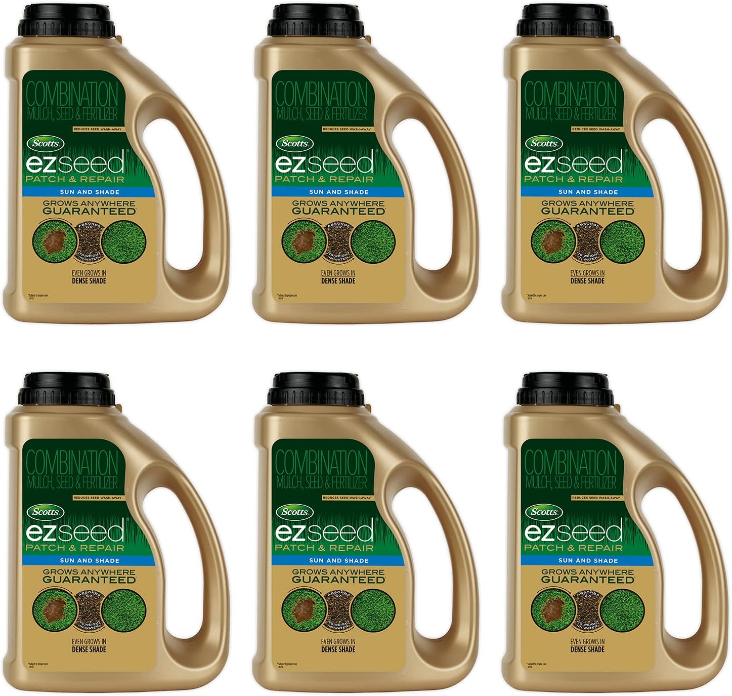 Scotts EZ Seed Patch & Repair Sun and Shade, Combination Mulch, Seed and Lawn Fertilizer, 3.75 lbs. (6-Pack)