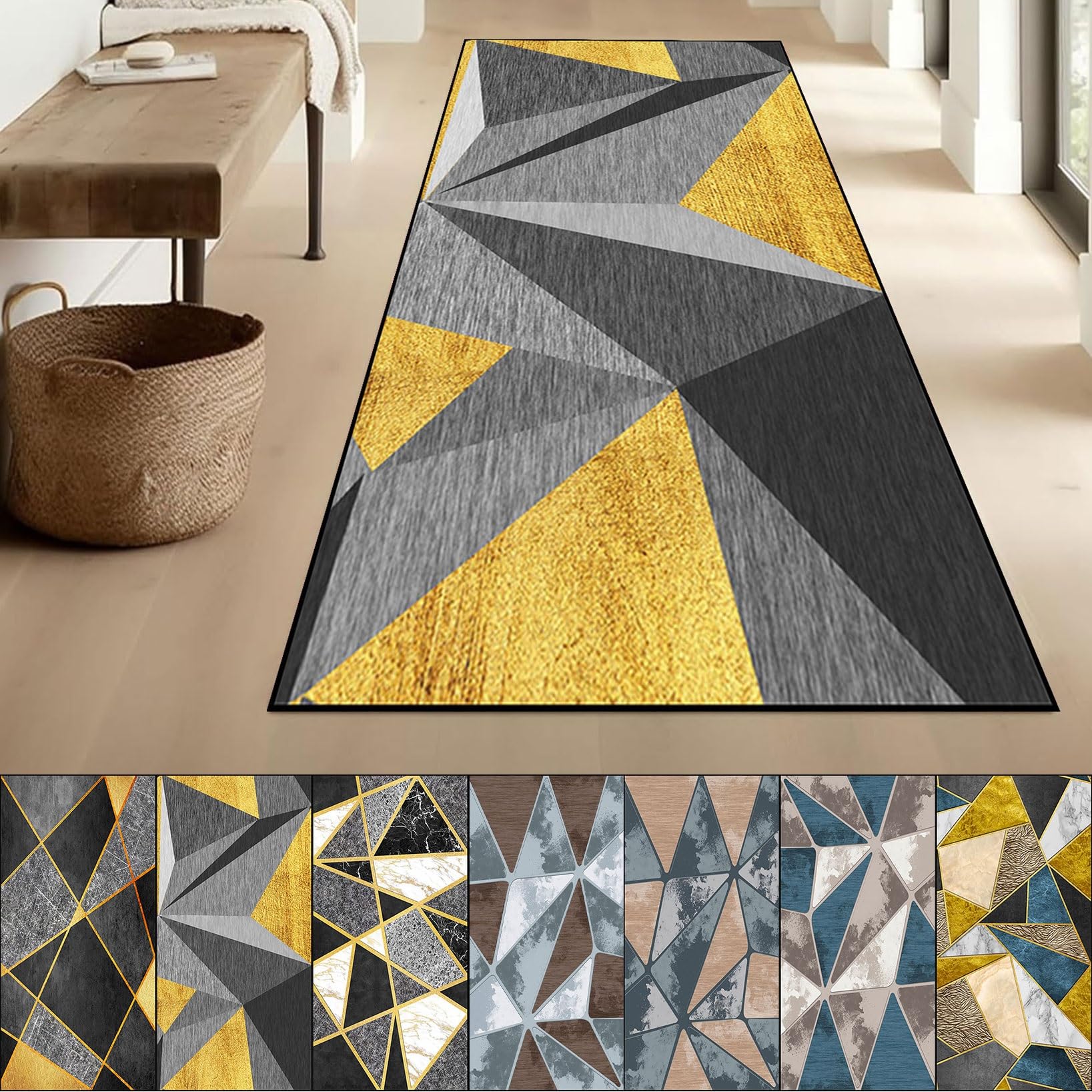Dywanik Dywanowy 55 x 340 cm Gumowy Spód Dywaniki Do Przedpokoju Absorbent Łapacz Brudu, Łatwy Do Czyszczenia Do Prania Oprócz Sypialni, F
