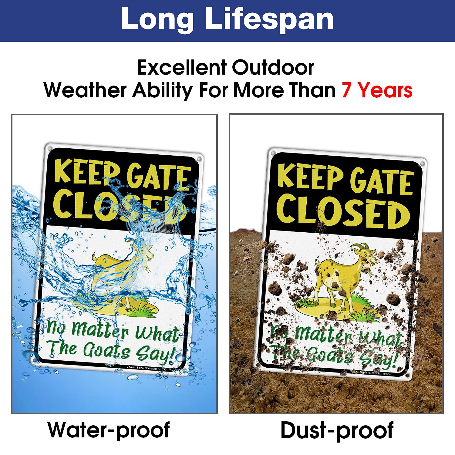Keep Gate Closed Sign No Matter What The Goats Say, Goat Signs for Outside, Goat Decorations, Warning Sign,14x10 In, Rustfree Aluminum, Weather/Fade Resistant, Easy Mounting, Indoor/Outdoor Use image 4
