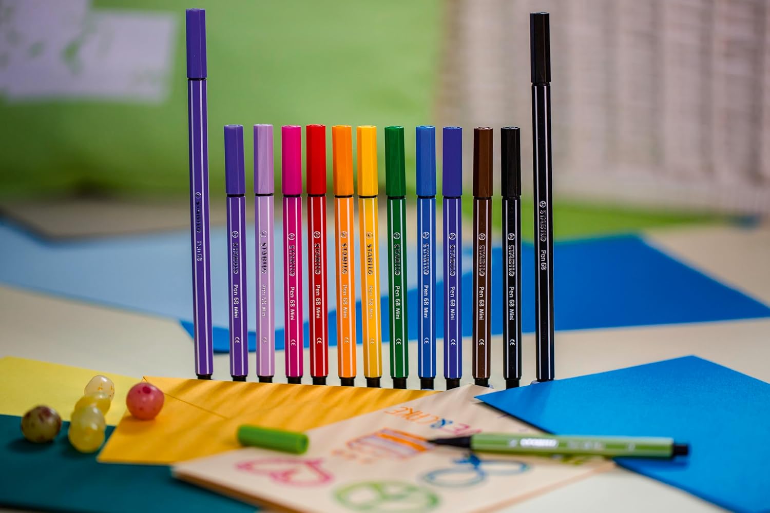 STABILO - Pen 68 Mini - Premium Fibre-Tip Pen - Pack of 12 - Assorted colors