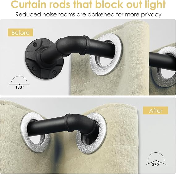 Industrial Curtain Rod Adjustable 1 Inch Black Curtain Rods for Windows 28 to 48 Inch - Perfect Indoor/Outdoor, Room Divider Curtain Rod (30-48)