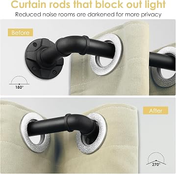 Industrial Curtain Rod Adjustable 1 Inch Black Curtain Rods for Windows 28 to 48 Inch - Perfect Indoor/Outdoor, Room Divider Curtain Rod (30-48)