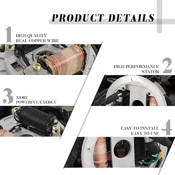 Ignition Magneto Stator Coil Plate for Suzuki 2 Stroke Engine 100cc AX100 | Copper Powersports Stators (Magneto Coil)