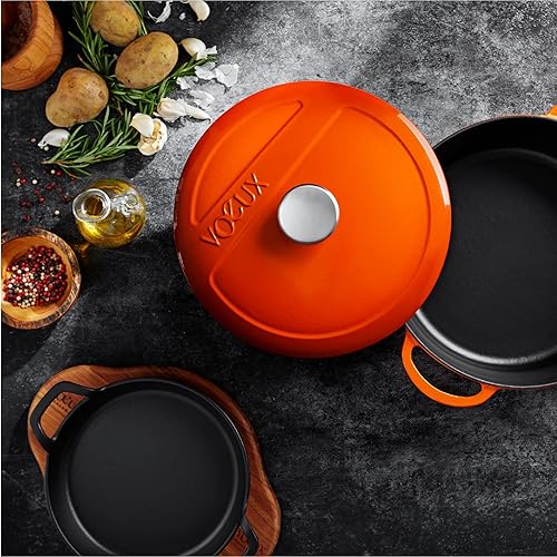 Miniatura 5 de Voeux Utensilios de cocina - Cazuela de horno holandés de hierro fundido esmaltado con tapa (4 cuartos de galón, divertido)