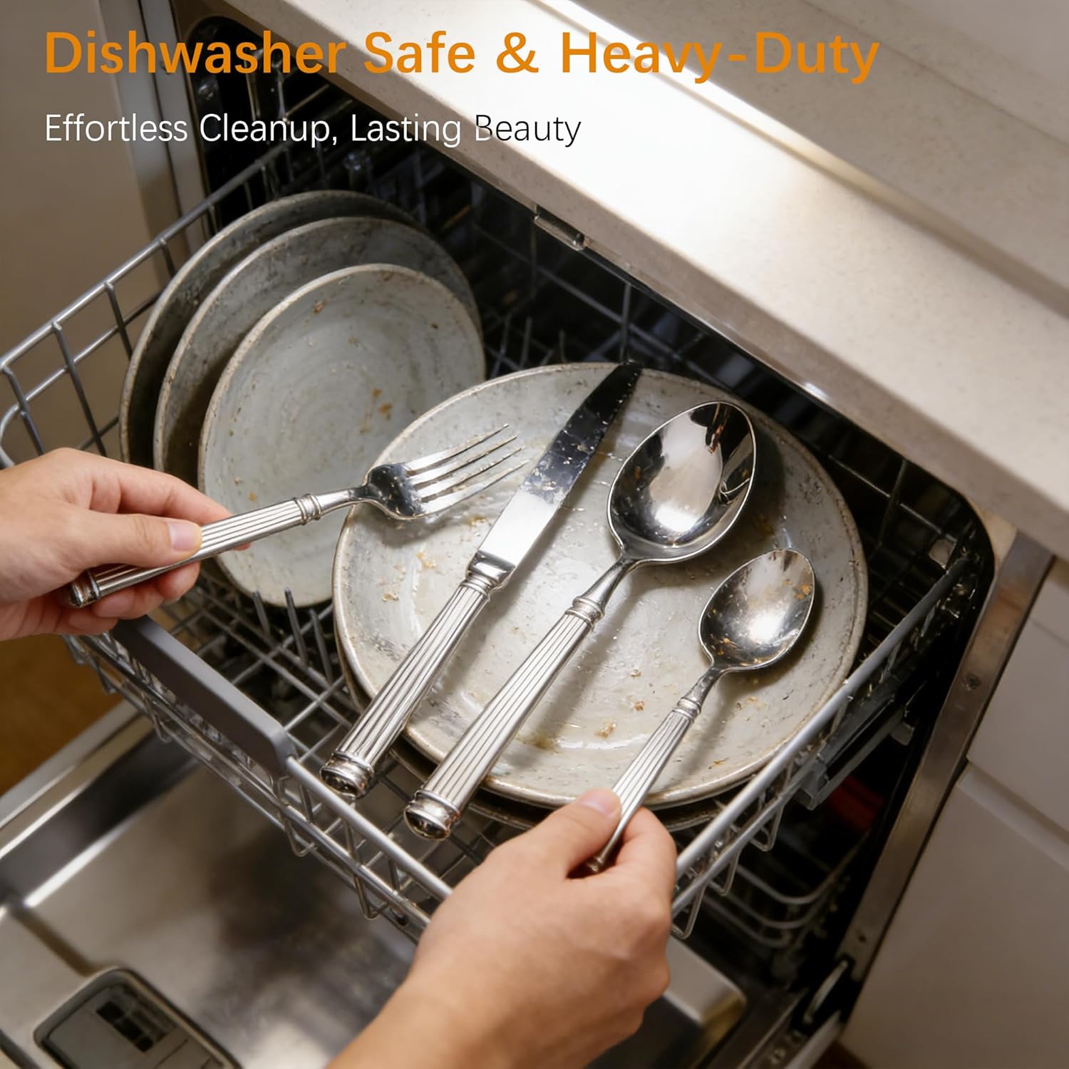 Silverware Set for 4 Morden Flatware Set 16 Pieces 18/10 Stainless Steel Unique Roman Column Handle Cutlery Utensil Sets for Home Restaurant Dishwasher Safe Tableware Set