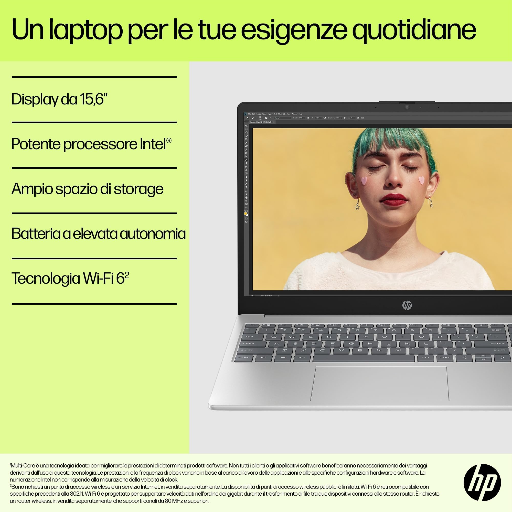 HP Laptop 15-fd0009sl, PC Portatile 15", Display 15.6" FHD Antiriflesso, Notebook, Intel Core i3-N305, RAM 8GB, SSD 256GB, 720p TNR Privacy Cam, Windows 11, Computer Portatile, Bianco, QWERTY