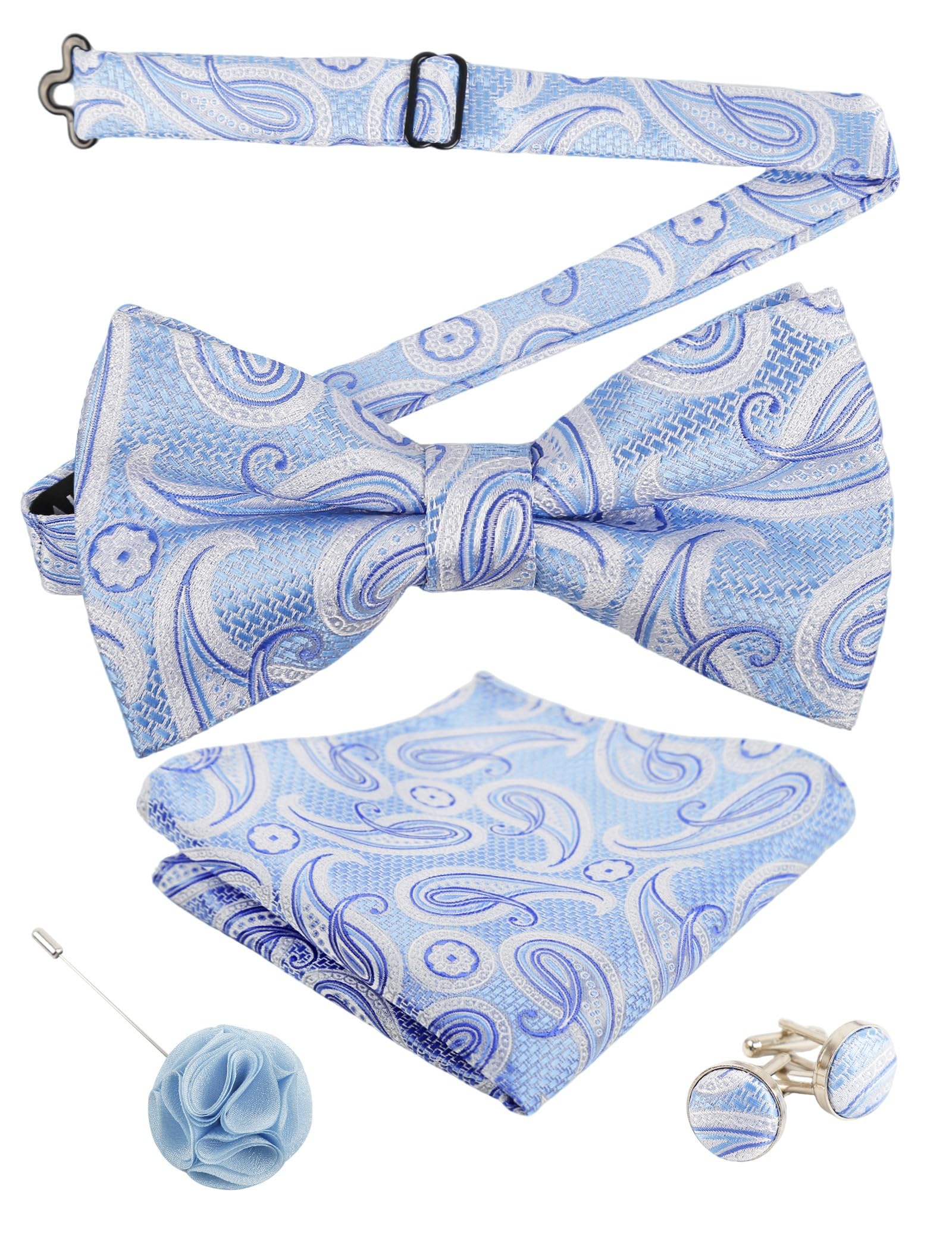 Alizeal Mens 4pcs Vintage Paisley Bow Tie Set