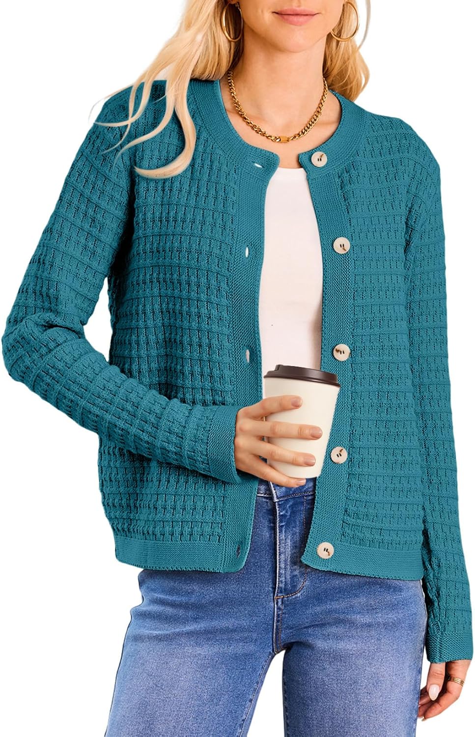 Dokotoo Winter Cardigan Sweaters for Women 2025 Long Sleeve Open Front Button Down Jacket - Image 4