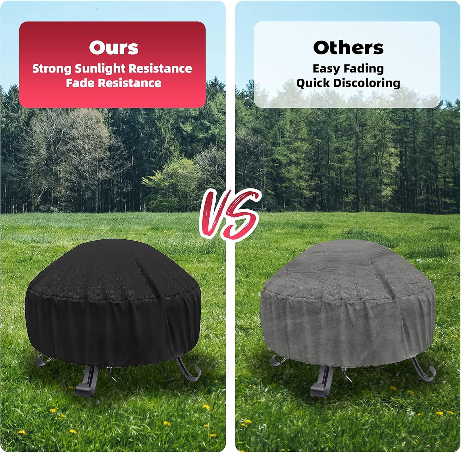 WLEAFJ Fire Pit Cover Round for Fire Pit 22 Inch – 34 Inch, 420D Heavy Duty Oxford Fabric Firepit Cover Round, Full Coverage Patio Outdoor Fireplace Cover, Waterproof Fire Bowl Cover : Patio, Lawn & Garden