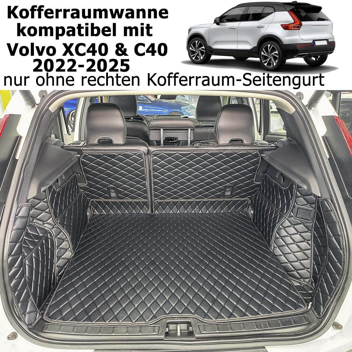 Kofferraumwanne für Volvo XC40 C40 2022–2026 | nur ohne rechten Kofferraum-Seitengurt