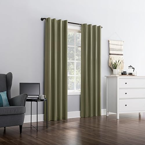 Miniatura 6 de Sun Zero Cyrus - Juego de 2 paneles de cortinas térmicas 100% opacas con pestaña trasera, color verde oliva, 40 pulgadas de ancho x 84 pulgadas de